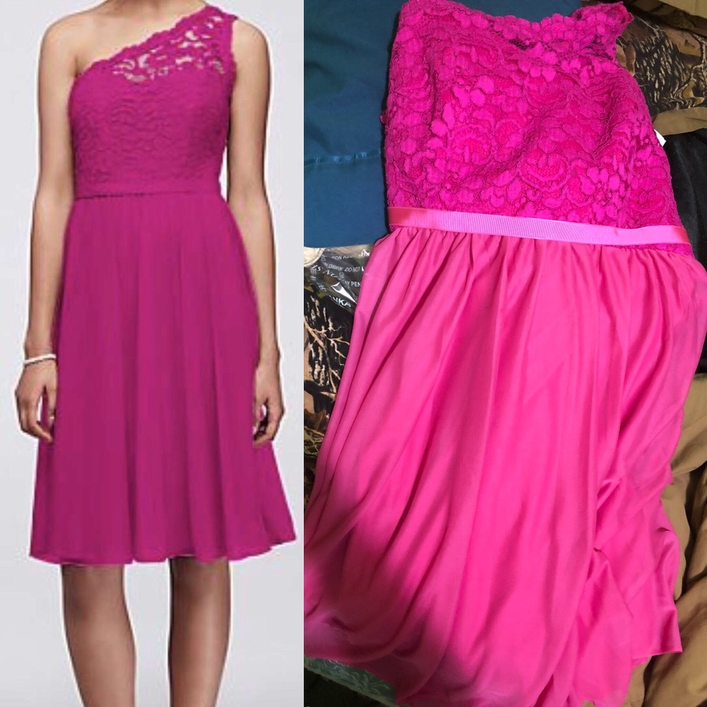 Pink / begonia dress, David’s bridal, floral